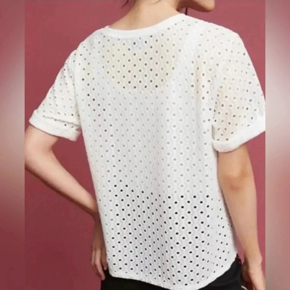 Anthropologie Postmark M White Chantal
Eyelet Top Black Short Sleeve Top - Picture 2 of 9